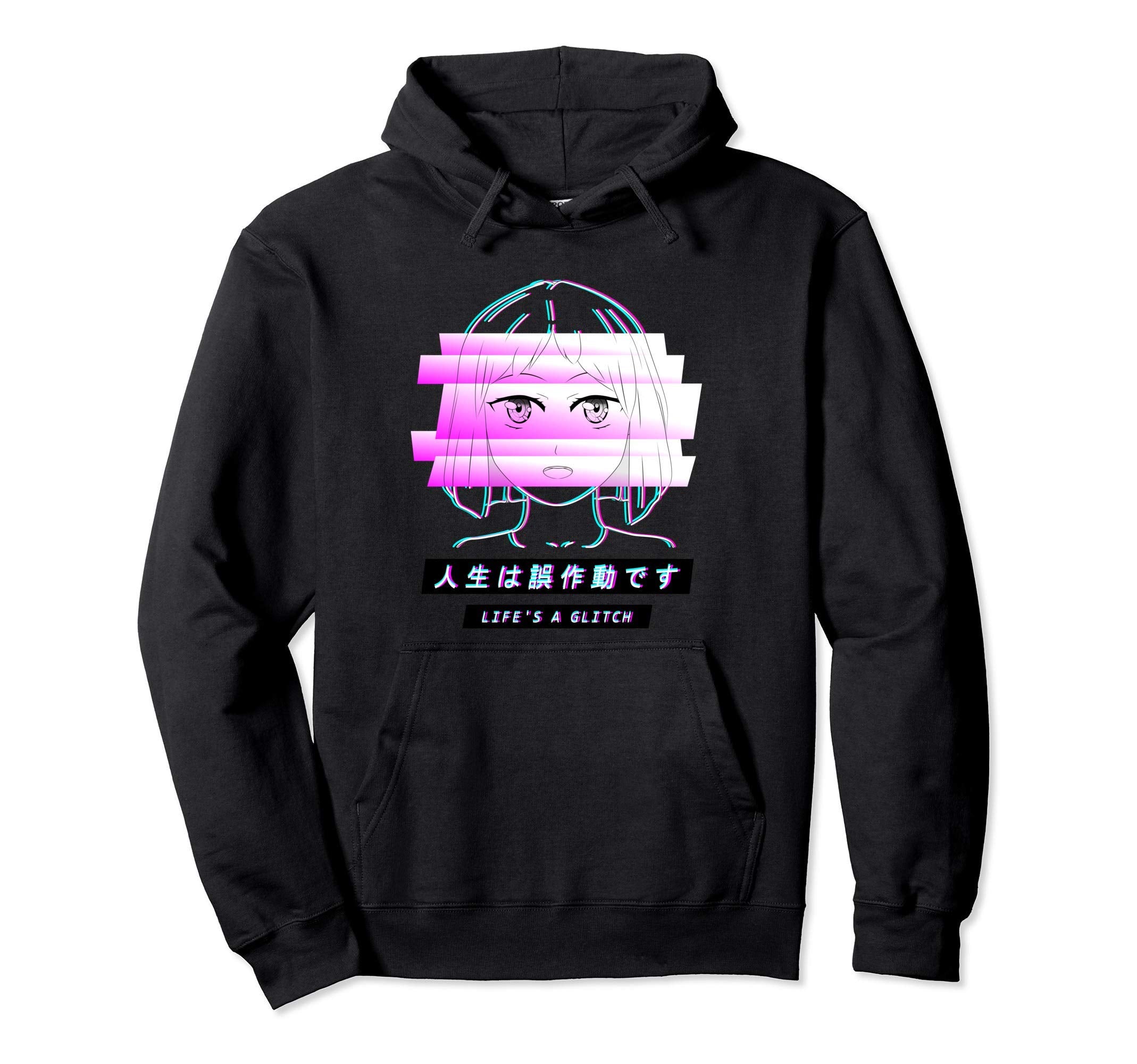Vaporwave Aesthetic Anime Sad Glitch Hoodie - Fun Novelty Design Unisex - T-Shirt, Sweatshirt, Hoodie