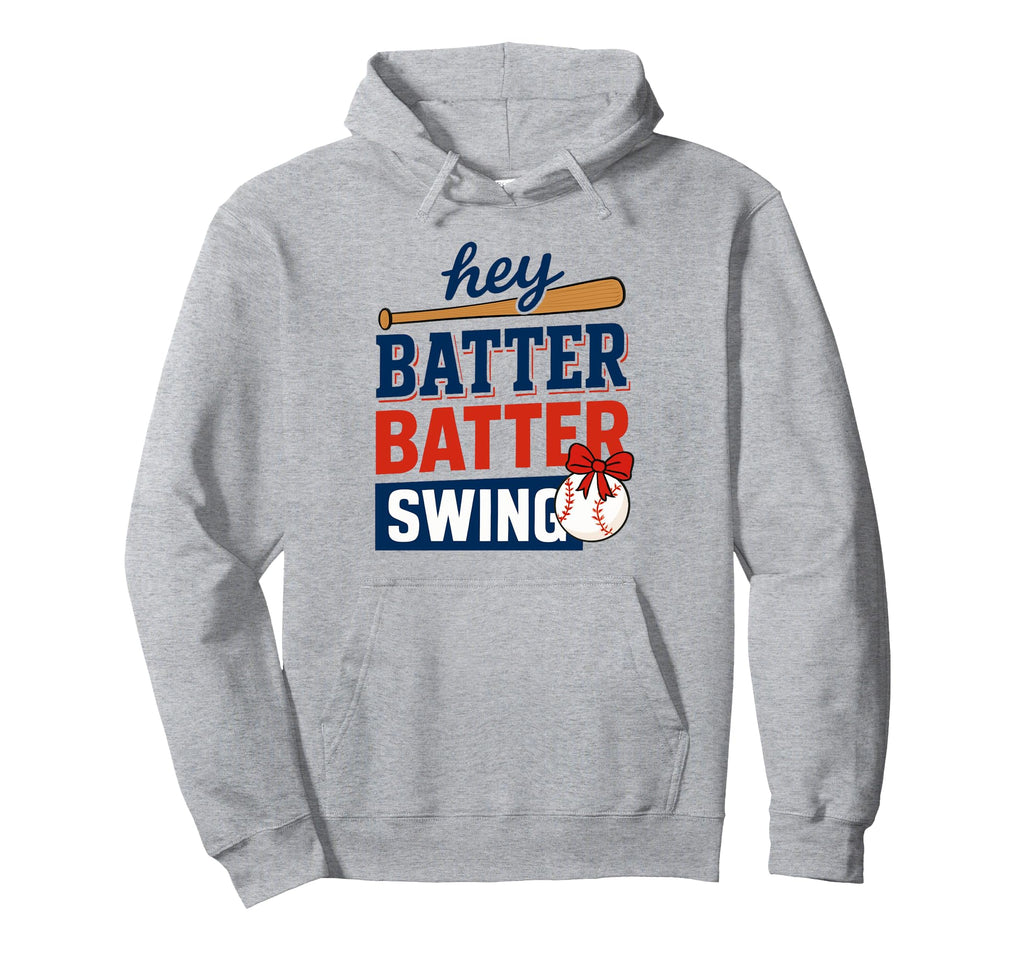 Hey Batter Batter Swing Baseball Mom Hoodie - Trendy Graphic Unisex - T-Shirt, Sweatshirt, Hoodie