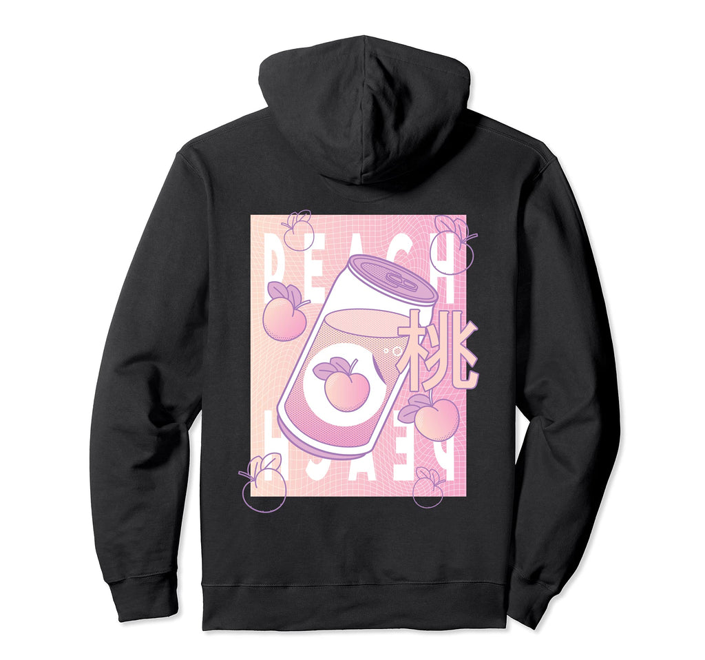 Aesthetic Vaporwave Japanese Anime Peach Hoodie - Custom Art Print Unisex - T-Shirt, Sweatshirt, Hoodie
