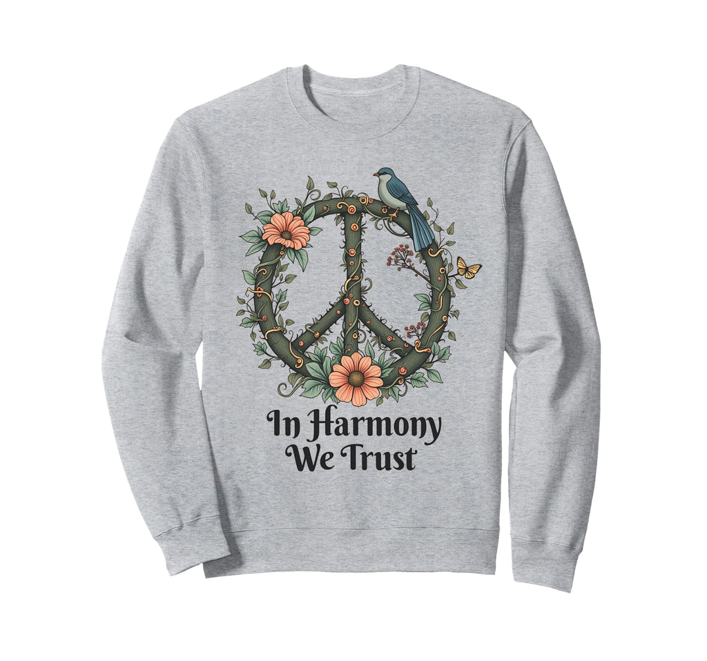 Boho Peace Symbol Floral Nature Inspired Sweatshirt - Graphic Print Unisex - T-Shirt, Sweatshirt, Hoodie