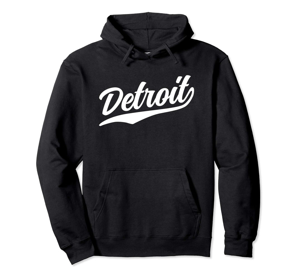 Detroit Michigan 1970S Swoosh Dark Hoodie - Fun Novelty Design for Adults - T-Shirt, Sweatshirt, Hoodie