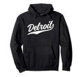 Detroit Michigan 1970S Swoosh Dark Hoodie - Fun Novelty Design for Adults - T-Shirt, Sweatshirt, Hoodie