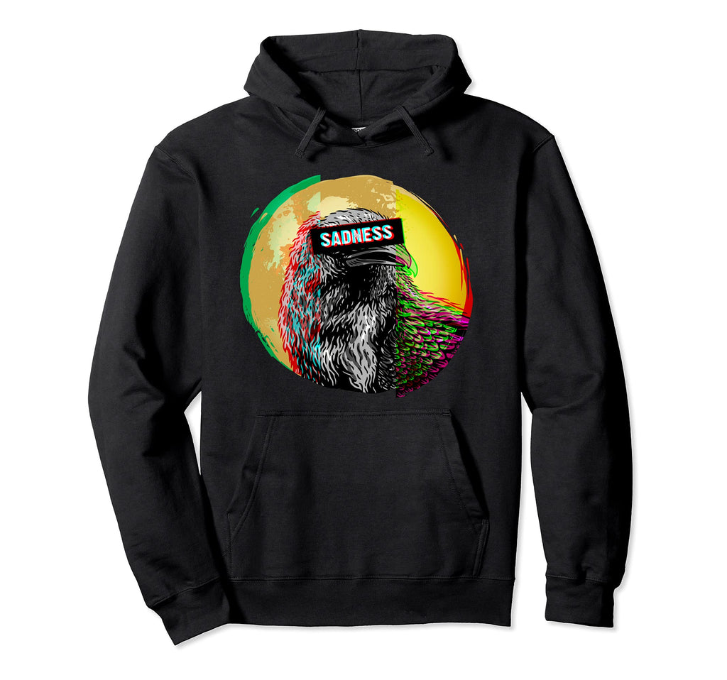 Raven Vaporwave Aesthetic Sadness Hoodie - Minimalist Print for Adults - T-Shirt, Sweatshirt, Hoodie