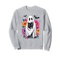 Boho Floral Spooky Ghost Holding Sweatshirt - Aesthetic Graphic for Adults - T-Shirt, Sweatshirt, Hoodie
