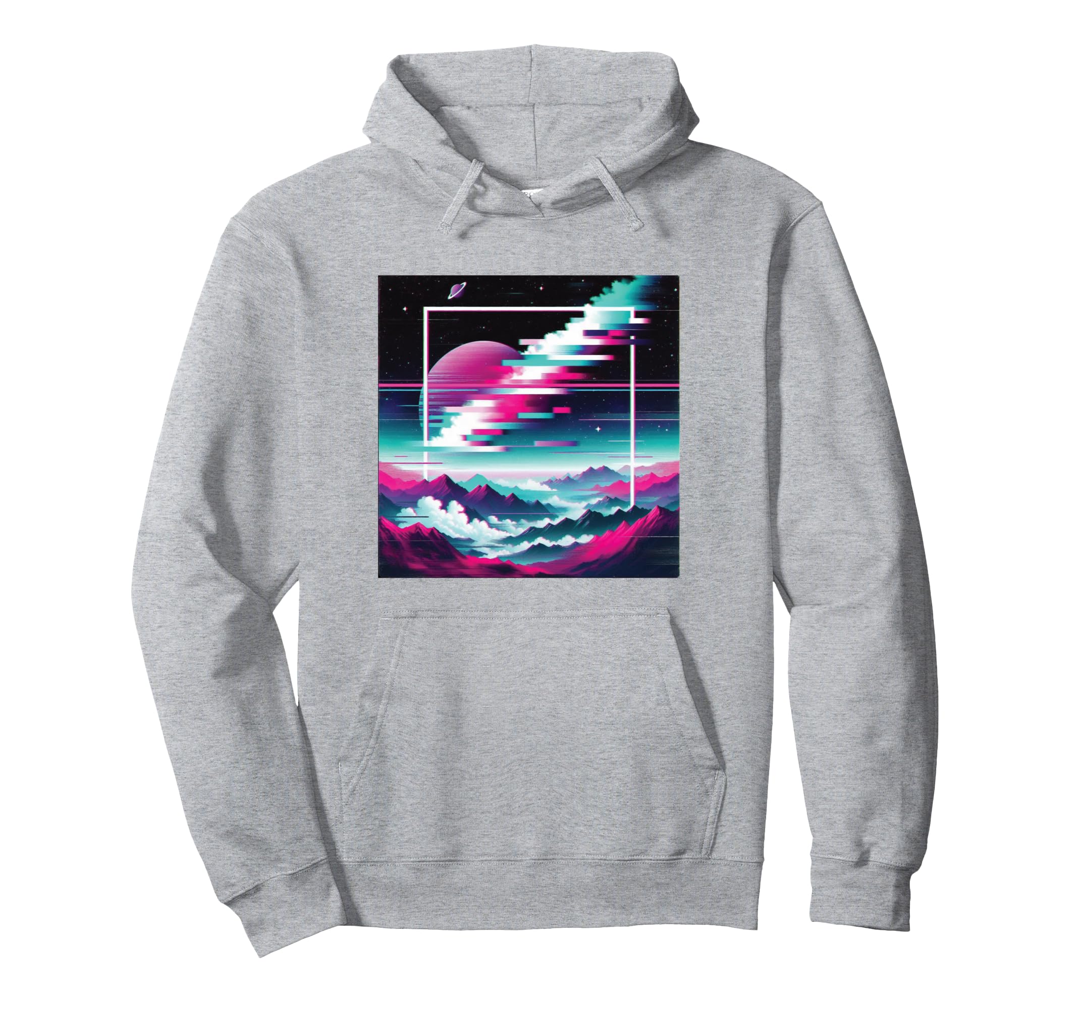 Vaporwave Aesthetic Vibrant Glitch Hoodie - Unique Graphic Men Women - T-Shirt, Sweatshirt, Hoodie