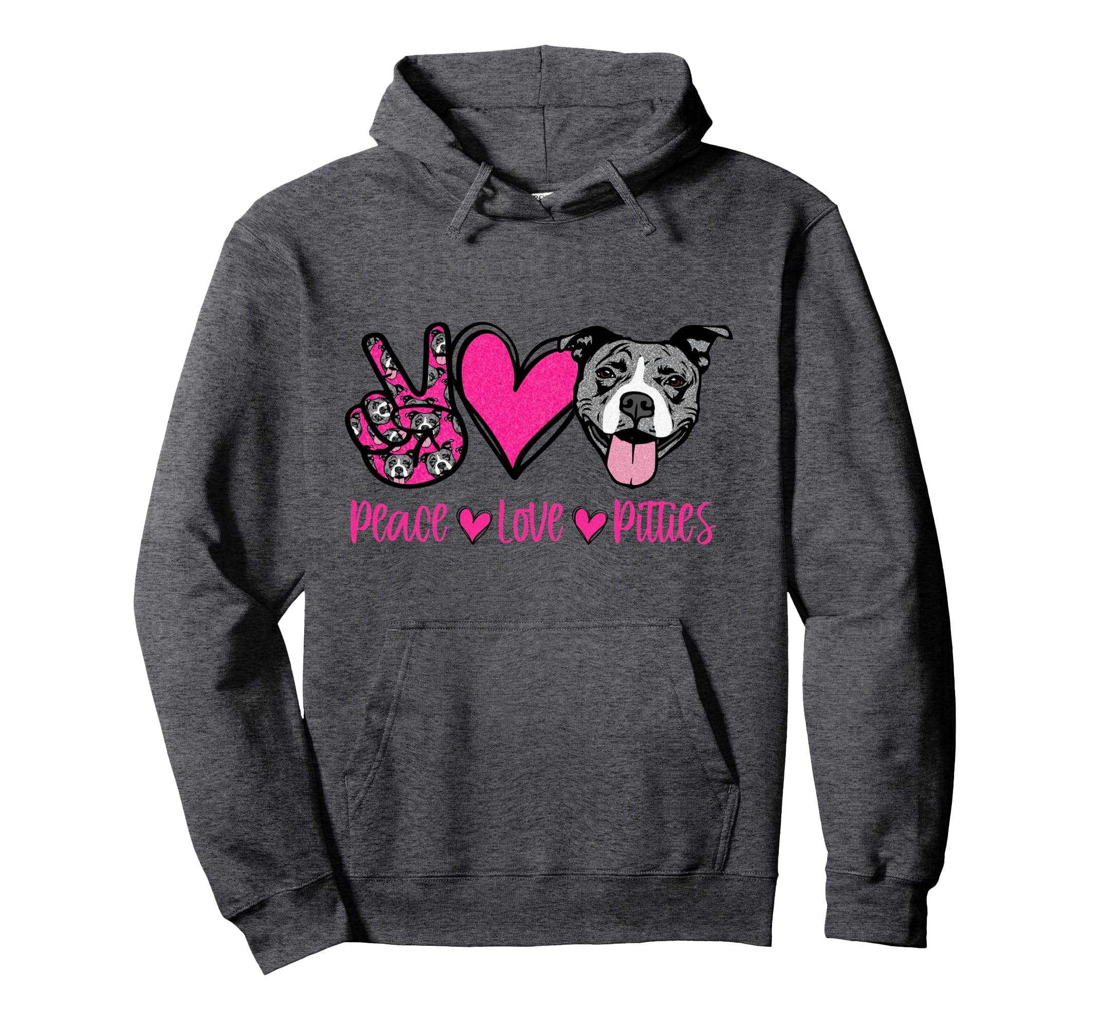 Peace Love Pitties Funny Dog Lover Pit Hoodie - Graphic Print for Adults - T-Shirt, Sweatshirt, Hoodie