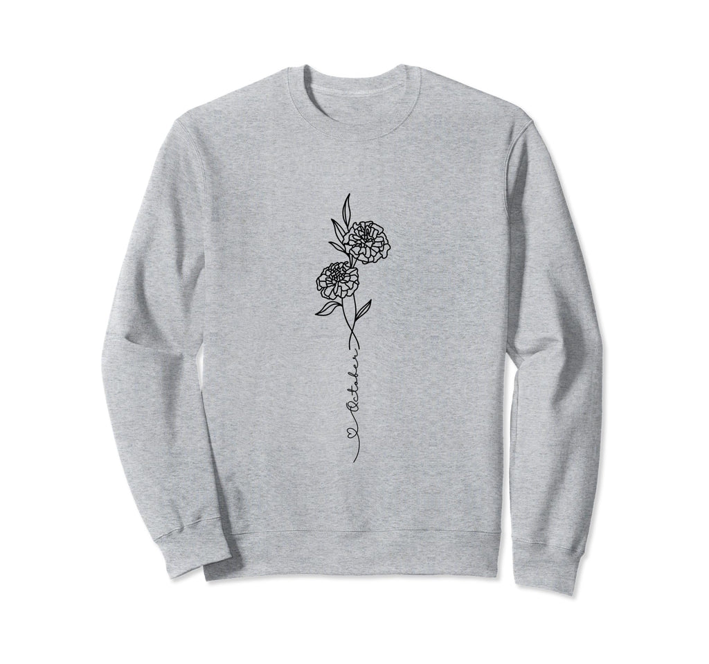 Minimalist Boho Floral Drawing Sweatshirt - Custom Art Print Unisex - T-Shirt, Sweatshirt, Hoodie