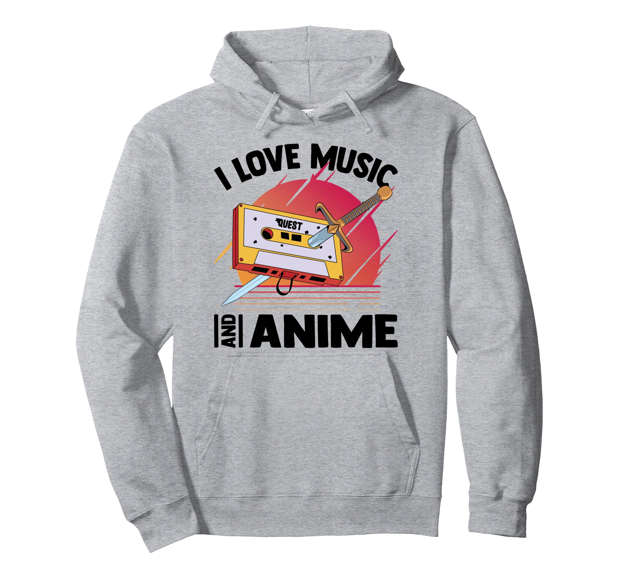 I Love Music And Anime Kawaii Cassette Tape Hoodie - Unique Graphic Unisex - T-Shirt, Sweatshirt, Hoodie