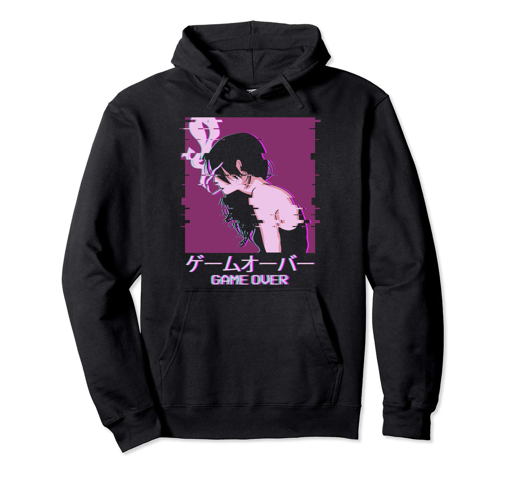 Japanese Vaporwave Sad Anime Game Over Hoodie - Novelty Apparel Men Women - T-Shirt, Sweatshirt, Hoodie