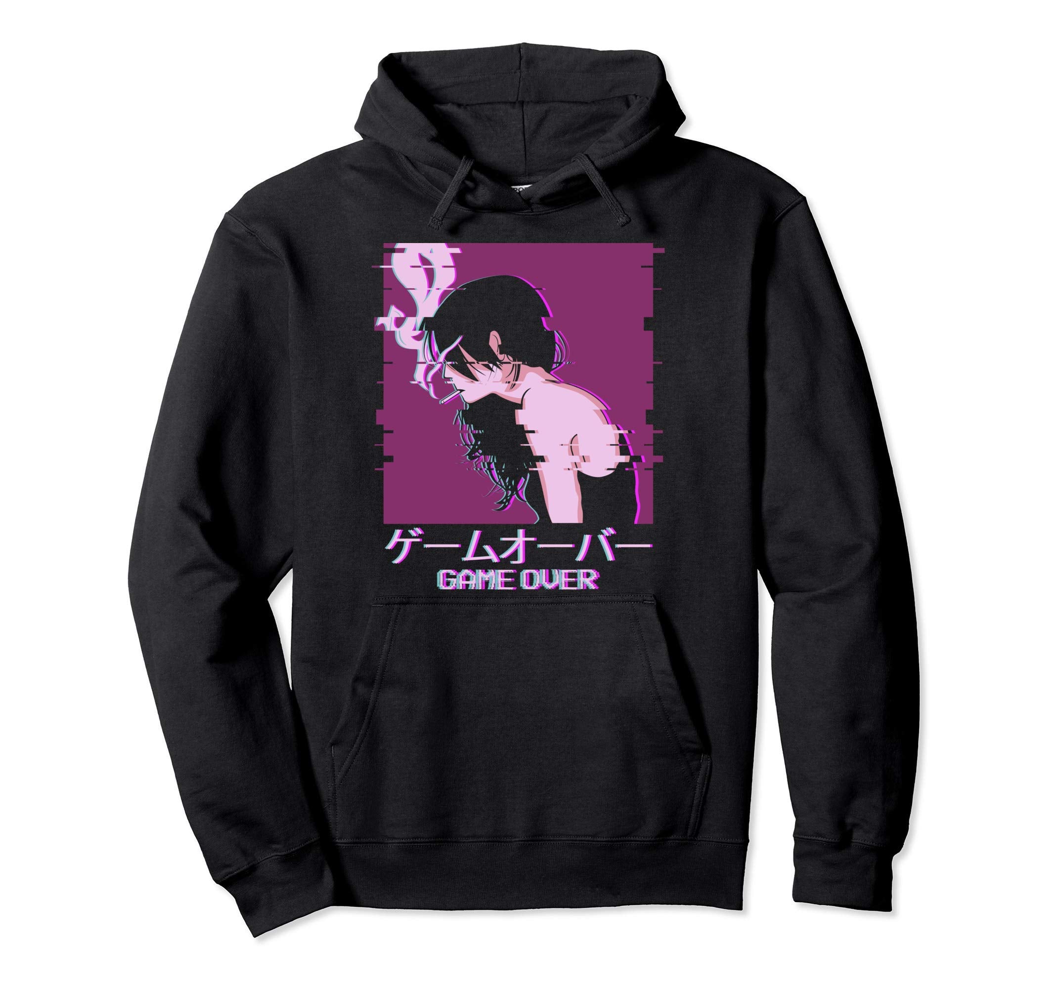 Japanese Vaporwave Sad Anime Game Over Hoodie - Novelty Apparel Men Women - T-Shirt, Sweatshirt, Hoodie