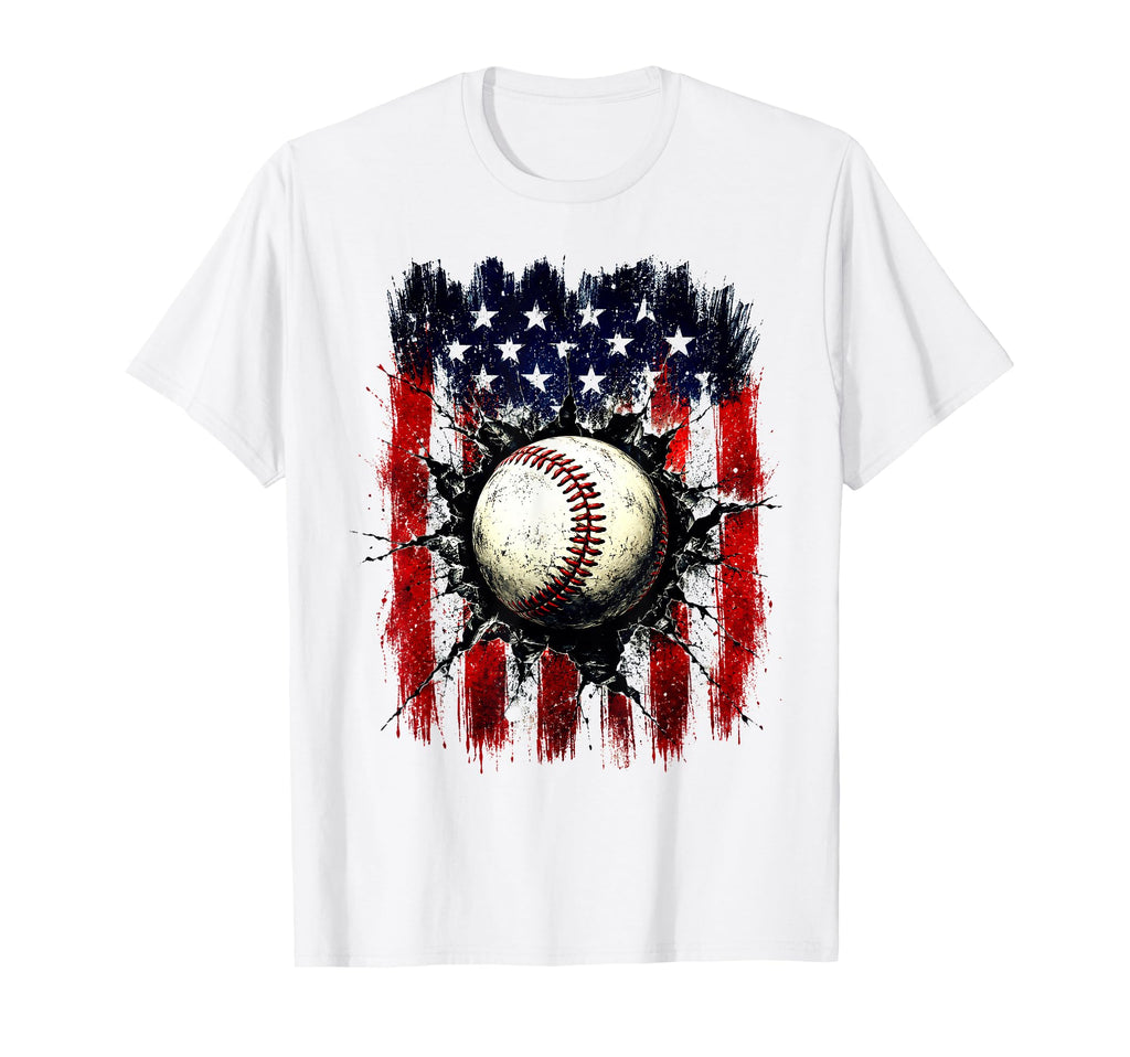 American Flag Baseball Players 4Th July T-Shirt - Graphic Print Men Women - T-Shirt, Sweatshirt, Hoodie