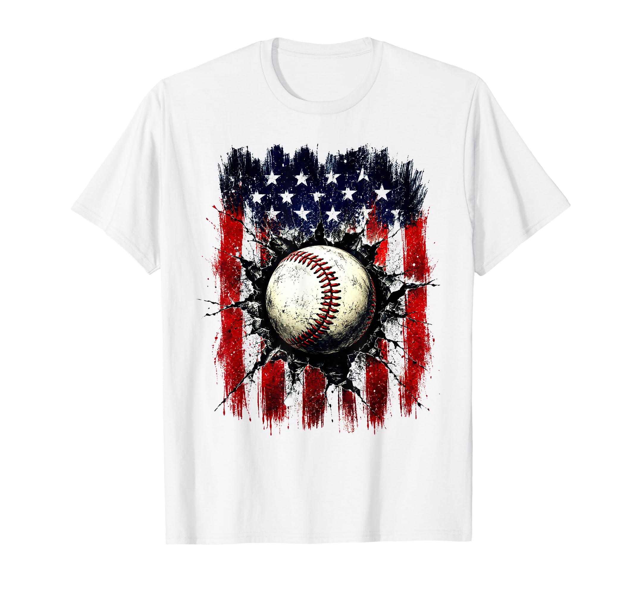American Flag Baseball Players 4Th July T-Shirt - Graphic Print Men Women - T-Shirt, Sweatshirt, Hoodie
