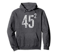 45 Squared Faded Distressed Effect Hoodie - Minimalist Print Unisex - T-Shirt, Sweatshirt, Hoodie