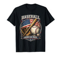 Baseball American Pride Flag T-Shirt - Unique Graphic Men Women - T-Shirt, Sweatshirt, Hoodie
