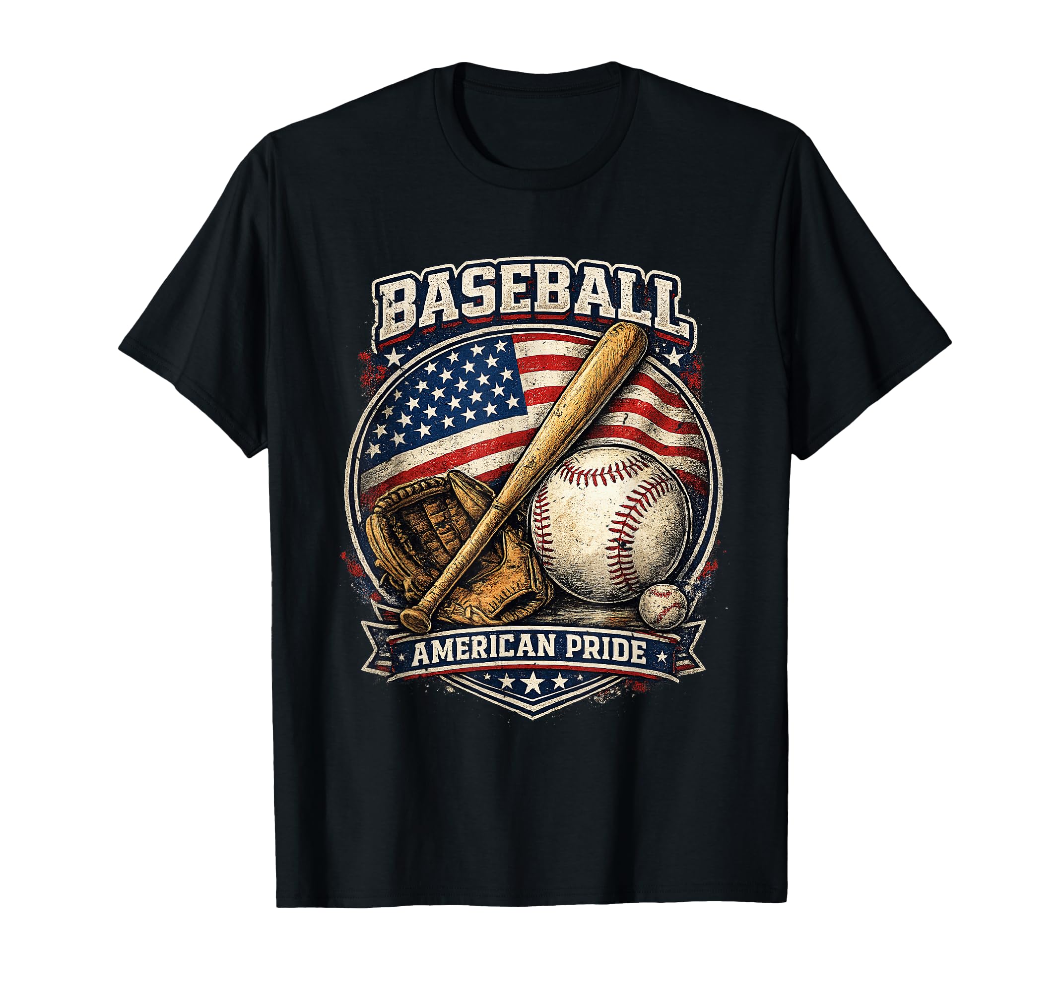 Baseball American Pride Flag T-Shirt - Unique Graphic Men Women - T-Shirt, Sweatshirt, Hoodie