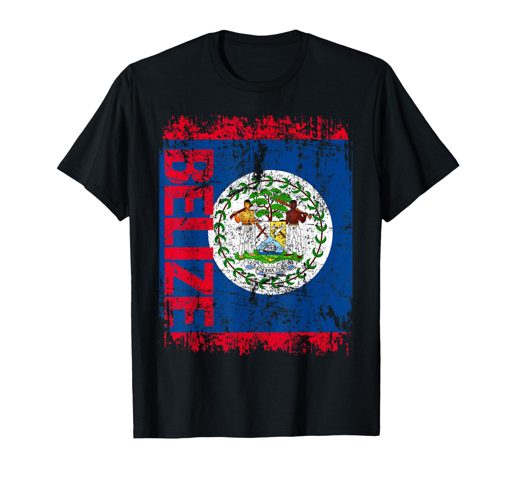 Belize Flag Distressed Belize T-Shirt - Trendy Graphic Unisex - T-Shirt, Sweatshirt, Hoodie