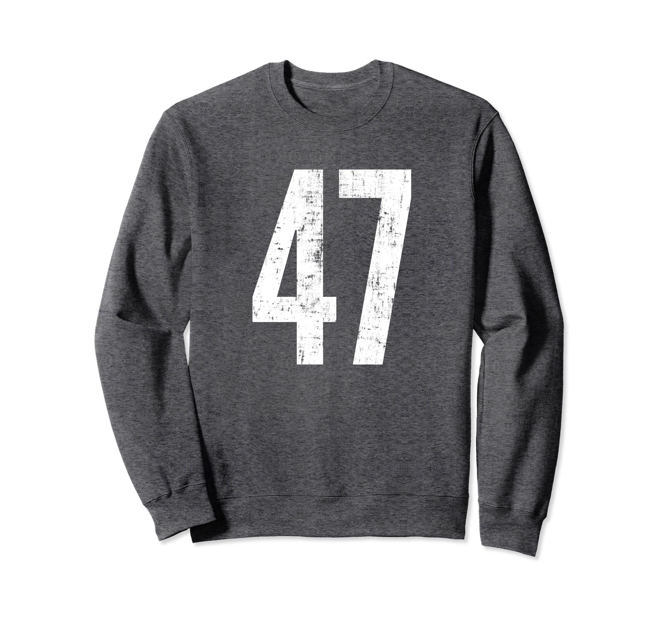 Number 47 Forty Seven Distressed Sport Sweatshirt - Novelty Apparel Unisex - T-Shirt, Sweatshirt, Hoodie