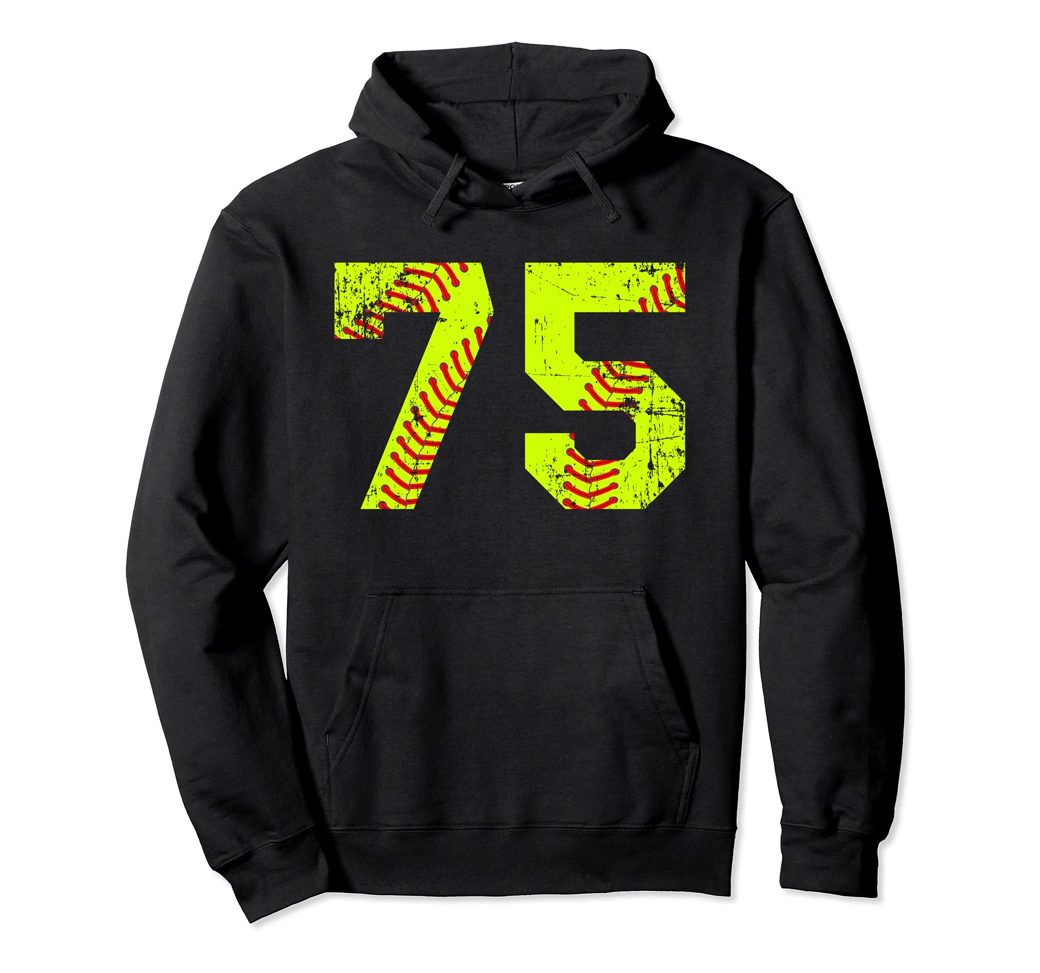 Softball 75 Jersey Number Hoodie - Unique Graphic Unisex - T-Shirt, Sweatshirt, Hoodie