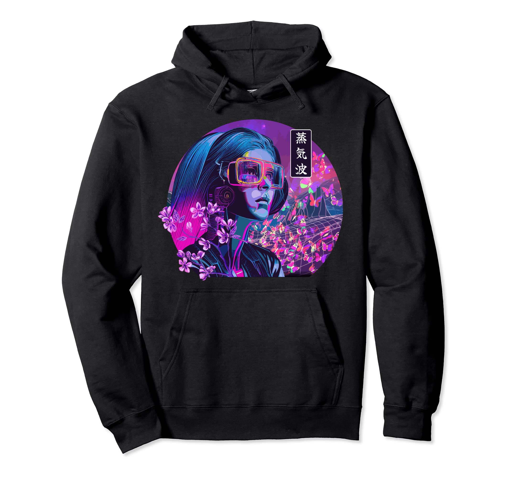 Vaporwave Cherry Blossom Japanese Hoodie - Casual Everyday Wear Unisex - T-Shirt, Sweatshirt, Hoodie