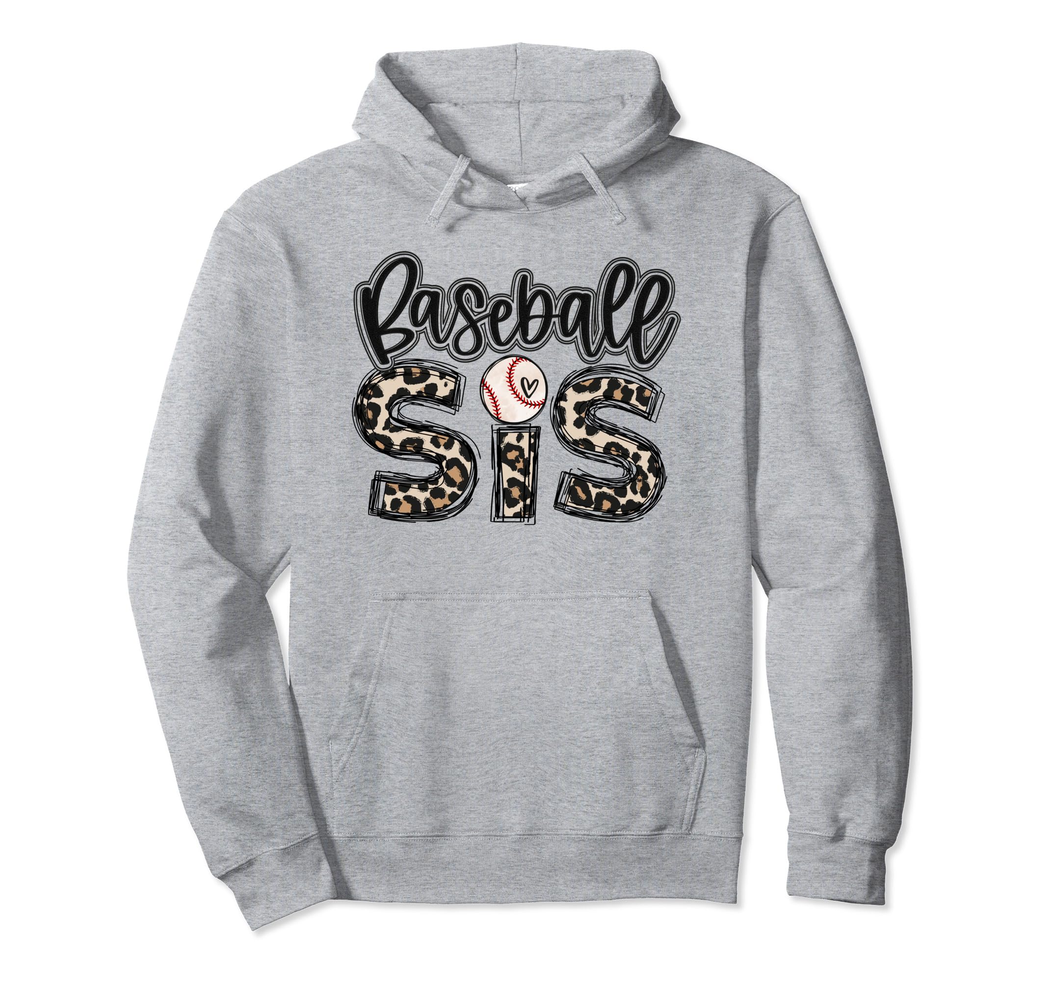 Baseball Sister Leopart Baseball Sis Hoodie - Trendy Graphic for Adults - T-Shirt, Sweatshirt, Hoodie