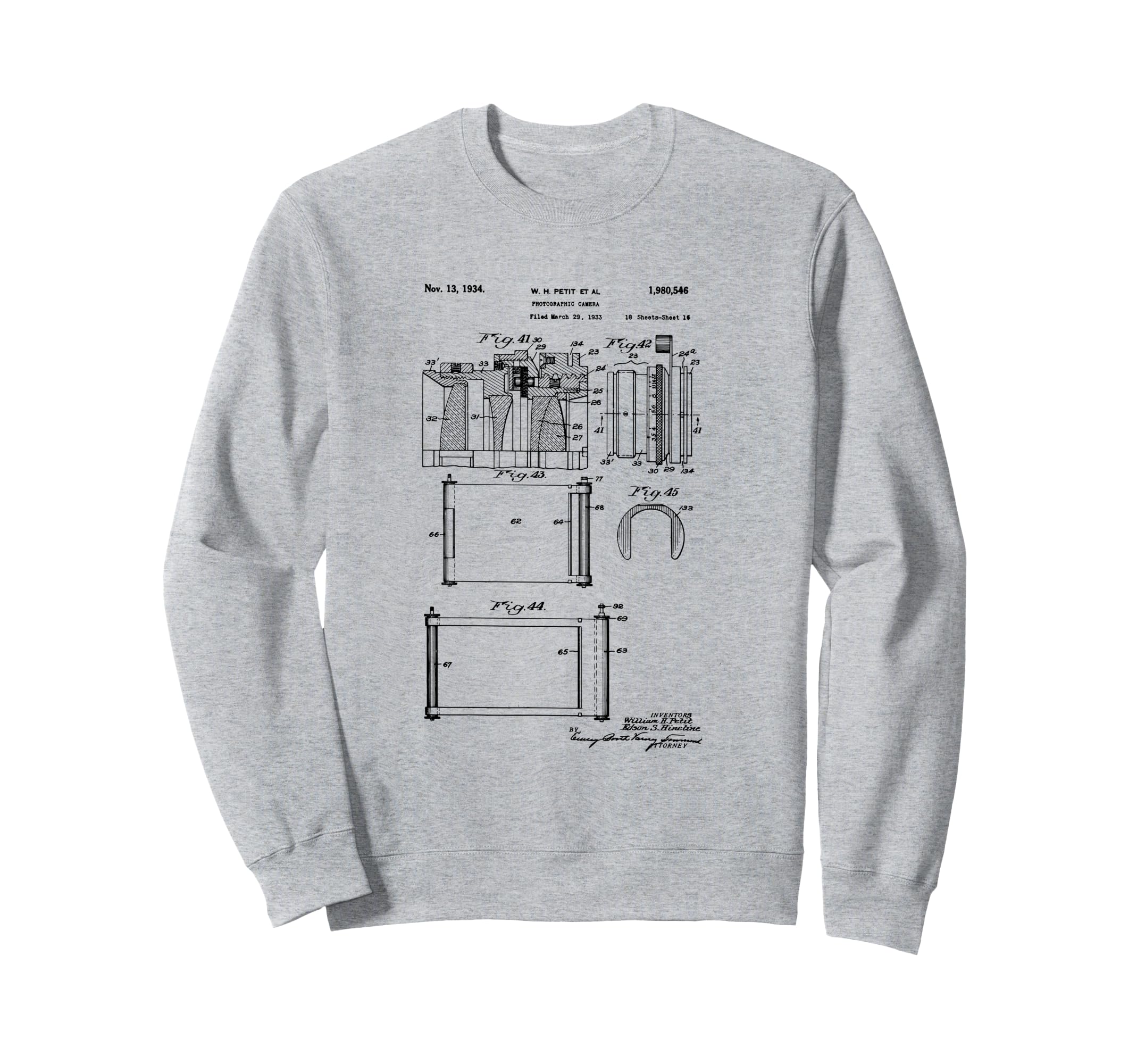 Camera Photographic Patent 1934 Drawing Sweatshirt - Trendy Graphic Unisex - T-Shirt, Sweatshirt, Hoodie