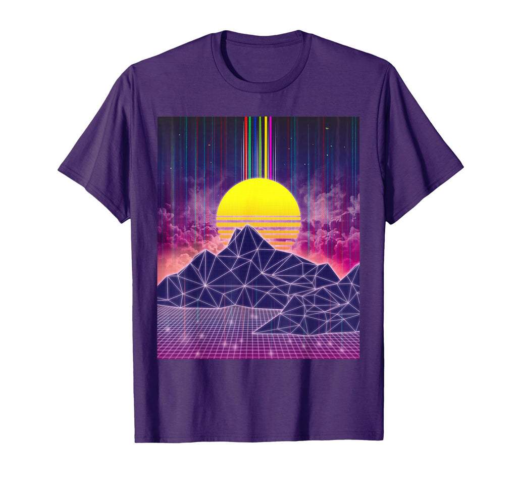 Digital Sunset 1980S Vaporwave T-Shirt - Custom Art Print for Adults - T-Shirt, Sweatshirt, Hoodie