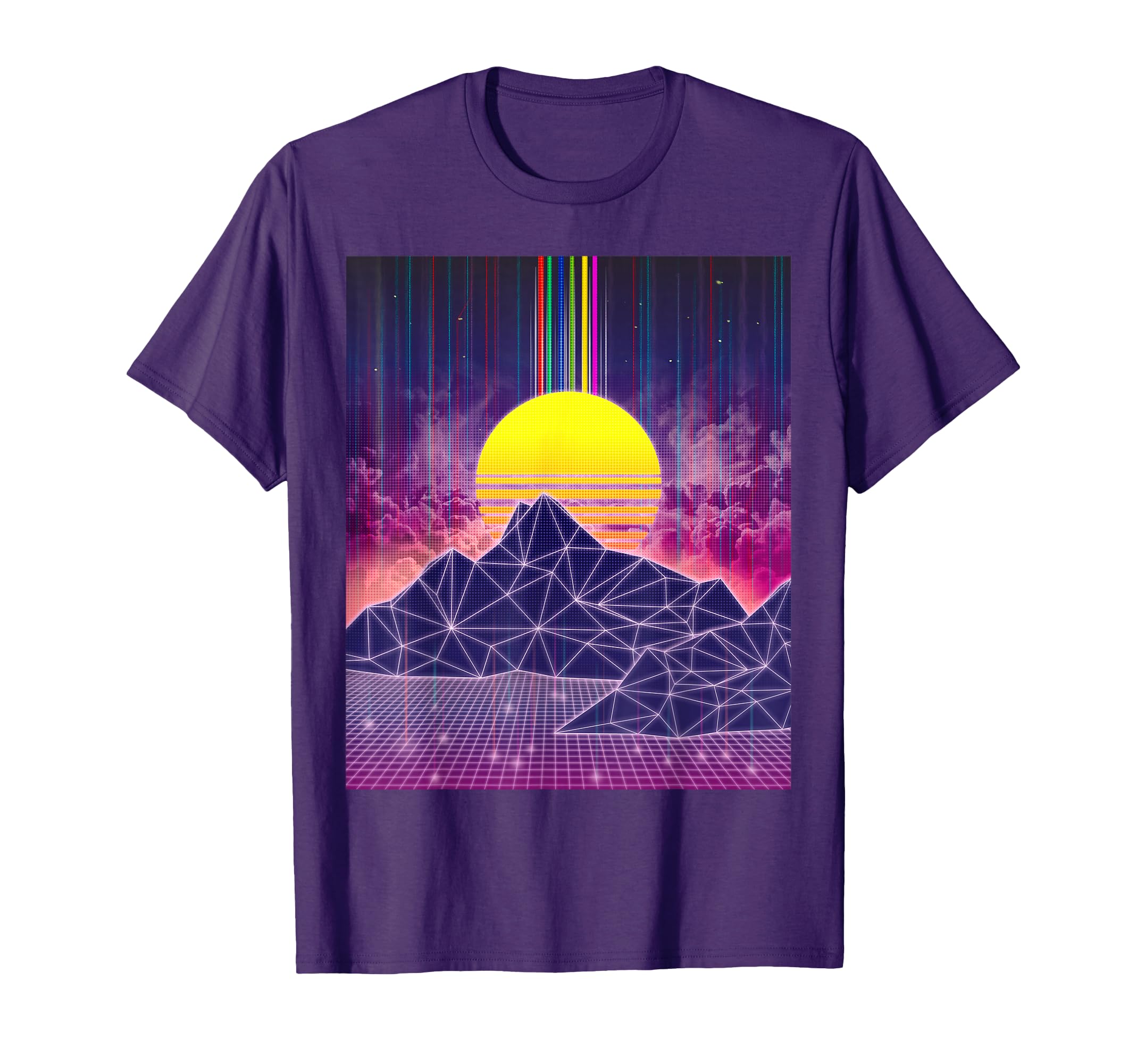 Digital Sunset 1980S Vaporwave T-Shirt - Custom Art Print for Adults - T-Shirt, Sweatshirt, Hoodie