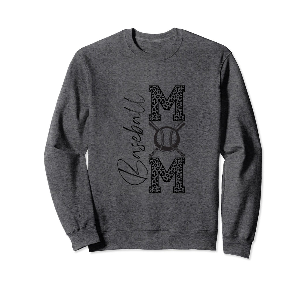Baseball Mom Leopard Sweatshirt - Unique Graphic Men Women - T-Shirt, Sweatshirt, Hoodie