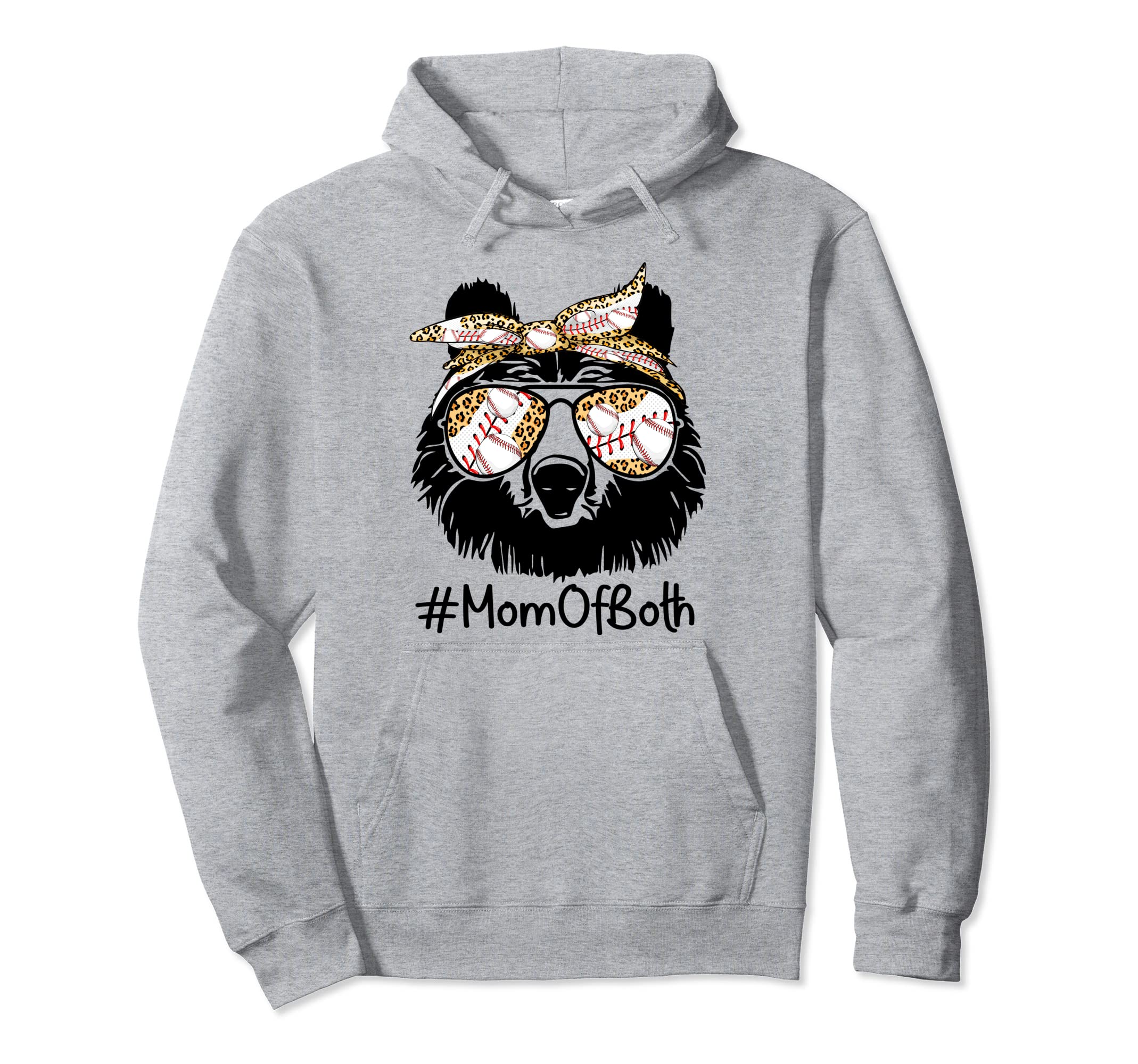 Mom Both Baseball Mama Bear Hoodie - Minimalist Print for Adults - T-Shirt, Sweatshirt, Hoodie