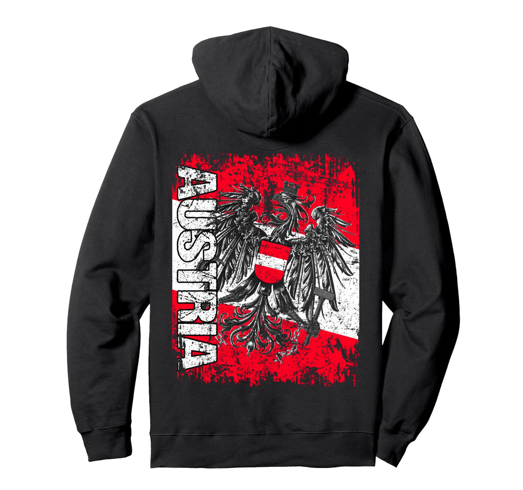 Austria Flag Distressed Austria Hoodie - Unique Graphic Men Women - T-Shirt, Sweatshirt, Hoodie