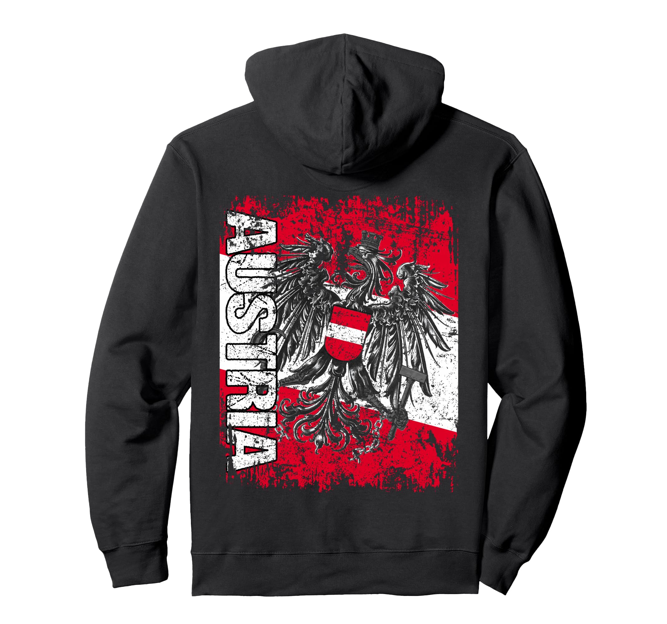 Austria Flag Distressed Austria Hoodie - Unique Graphic Men Women - T-Shirt, Sweatshirt, Hoodie