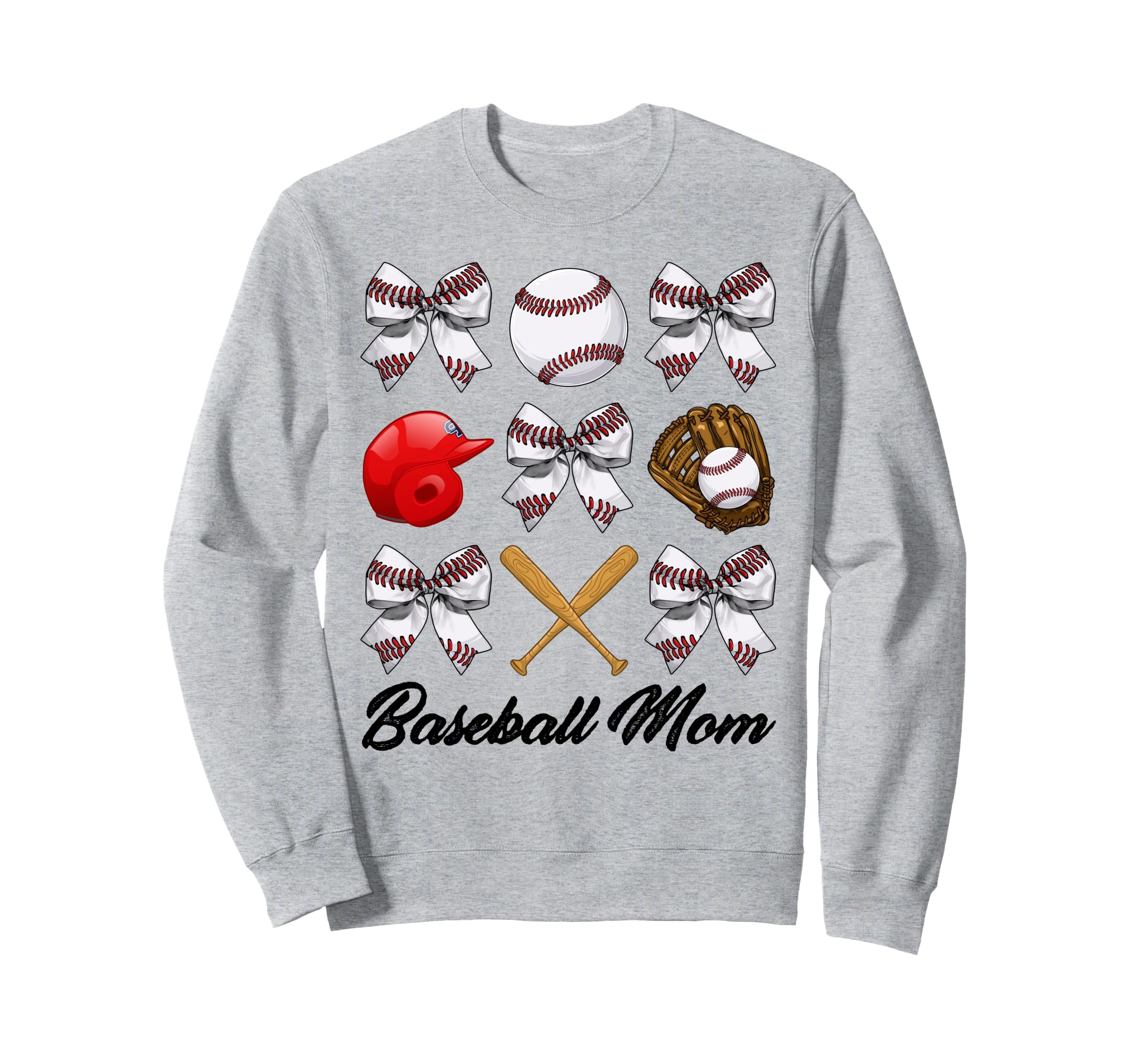 Baseball Mama Bow Baseball Mom Sweatshirt - Fun Novelty Design for Adults - T-Shirt, Sweatshirt, Hoodie