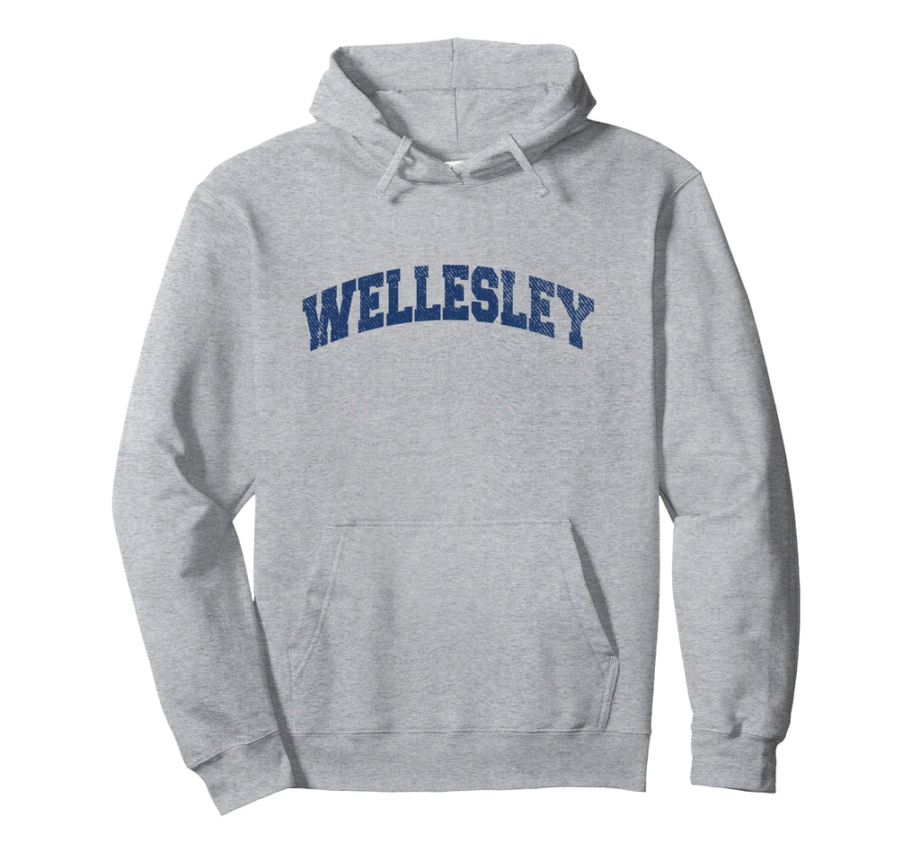 Wellesley Massachusetts Varsity Grey Hoodie - Fun Novelty Design Unisex - T-Shirt, Sweatshirt, Hoodie