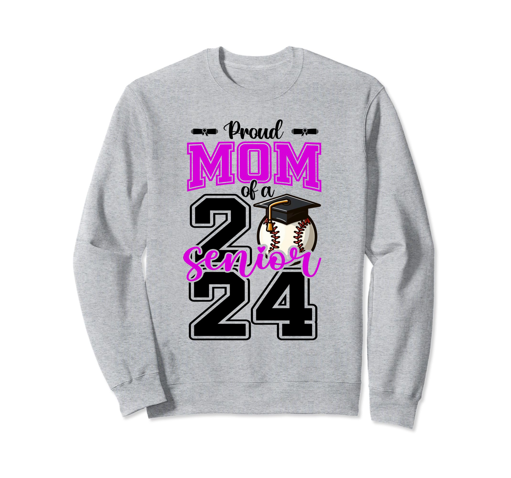 Proud Mom 2024 Baseball Senior Sweatshirt - Minimalist Print Men Women - T-Shirt, Sweatshirt, Hoodie