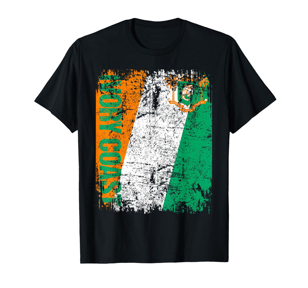 Ivory Coast Flag Distressed Ivory T-Shirt - Novelty Apparel for Adults - T-Shirt, Sweatshirt, Hoodie