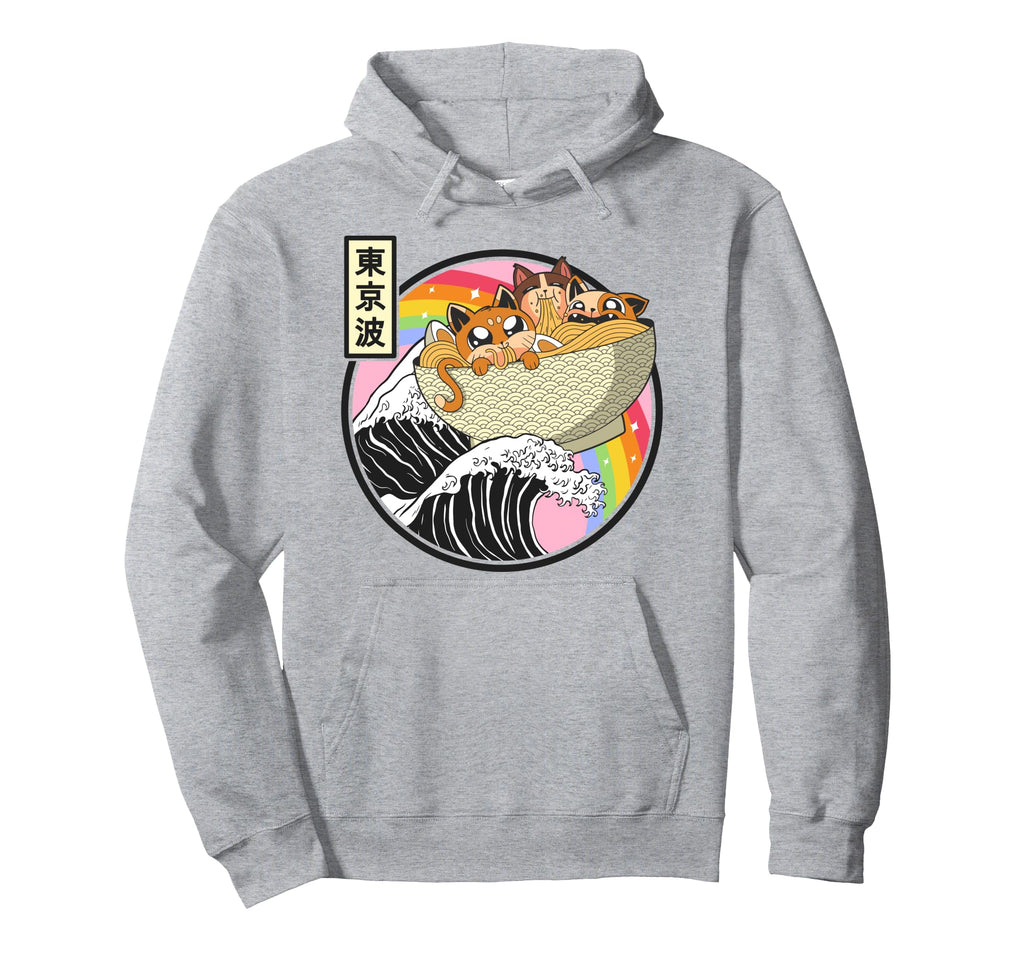 Cats Eating Ramen Kanagawa Wave Anime Hoodie - Novelty Apparel Men Women - T-Shirt, Sweatshirt, Hoodie