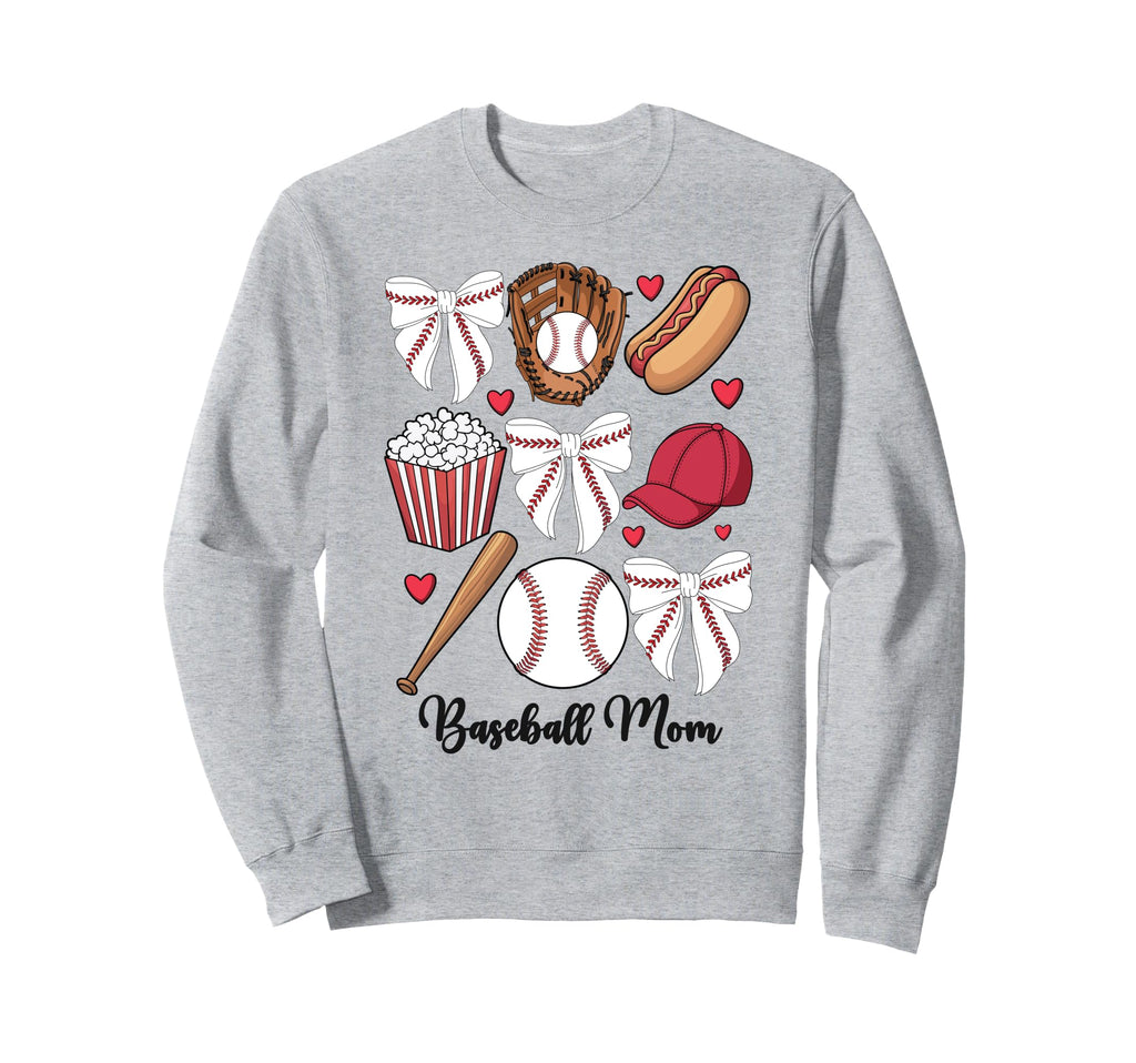 Baseball Coquette Bow Mothers Day Sweatshirt - Trendy Graphic Men Women - T-Shirt, Sweatshirt, Hoodie