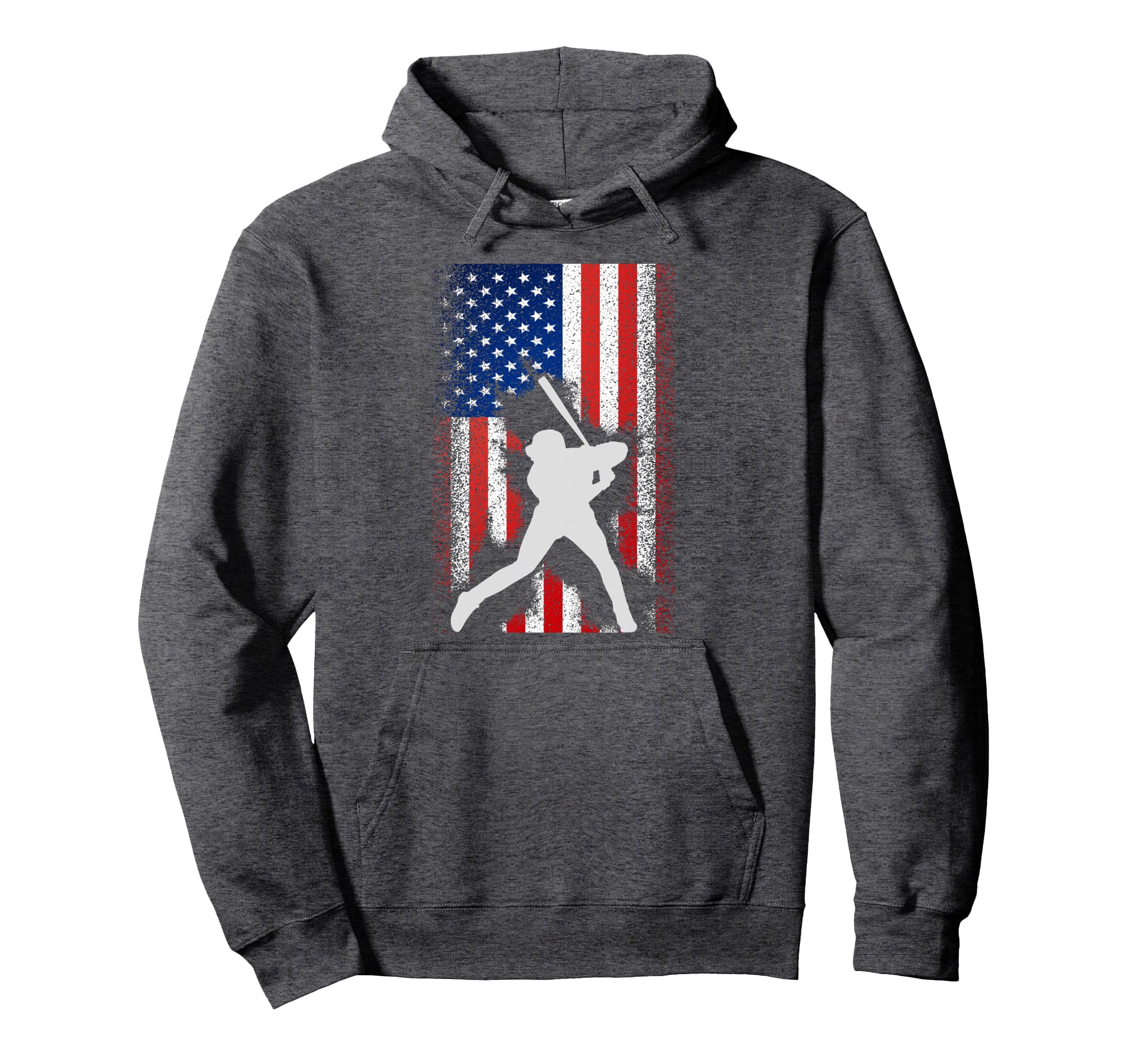 American Flag Baseball Distressed Hoodie - Fun Novelty Design for Adults - T-Shirt, Sweatshirt, Hoodie