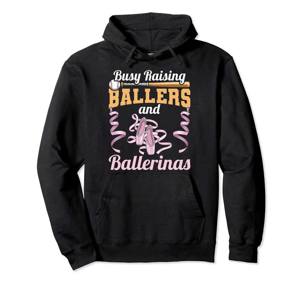 Mom Busy Raising Ballers And Ballerinas Hoodie - Trendy Graphic for Adults - T-Shirt, Sweatshirt, Hoodie
