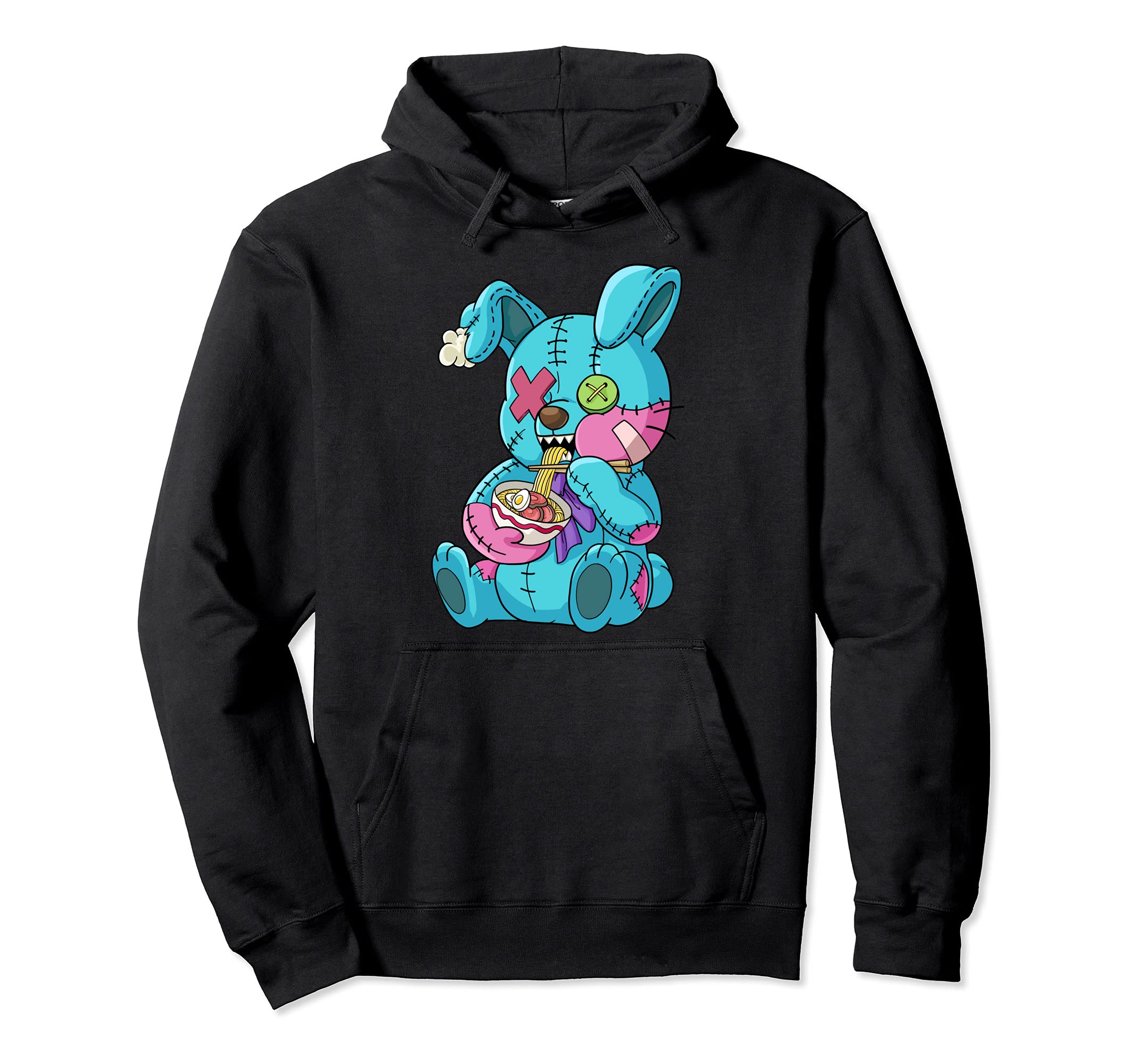 Goth Bunny Ramen Aesthetic Vaporwave Hoodie - Custom Art Print Men Women - T-Shirt, Sweatshirt, Hoodie