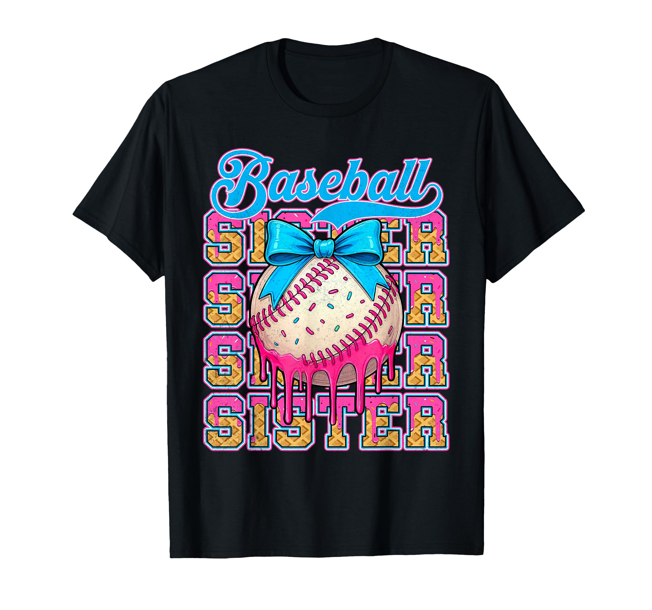 Baseball Sister Ice Cream Drip Coquette T-Shirt - Unique Graphic Unisex - T-Shirt, Sweatshirt, Hoodie