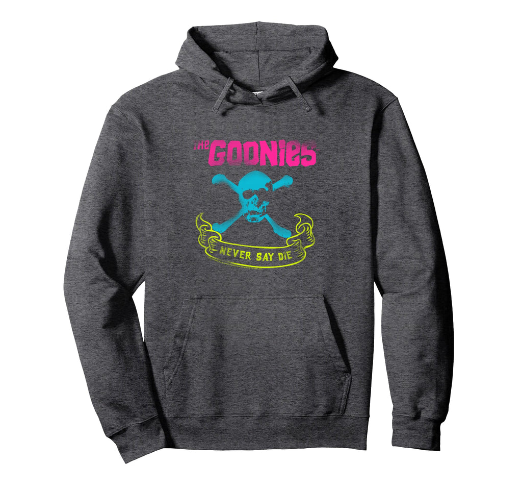 Goonies Neon Never Say Die Spray Hoodie - Casual Everyday Wear Men Women - T-Shirt, Sweatshirt, Hoodie