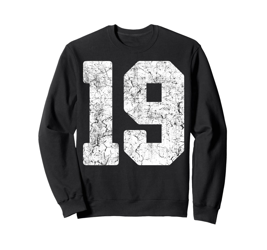 Distressed White Number 19 Jersey Sweatshirt - Aesthetic Graphic Men Women - T-Shirt, Sweatshirt, Hoodie