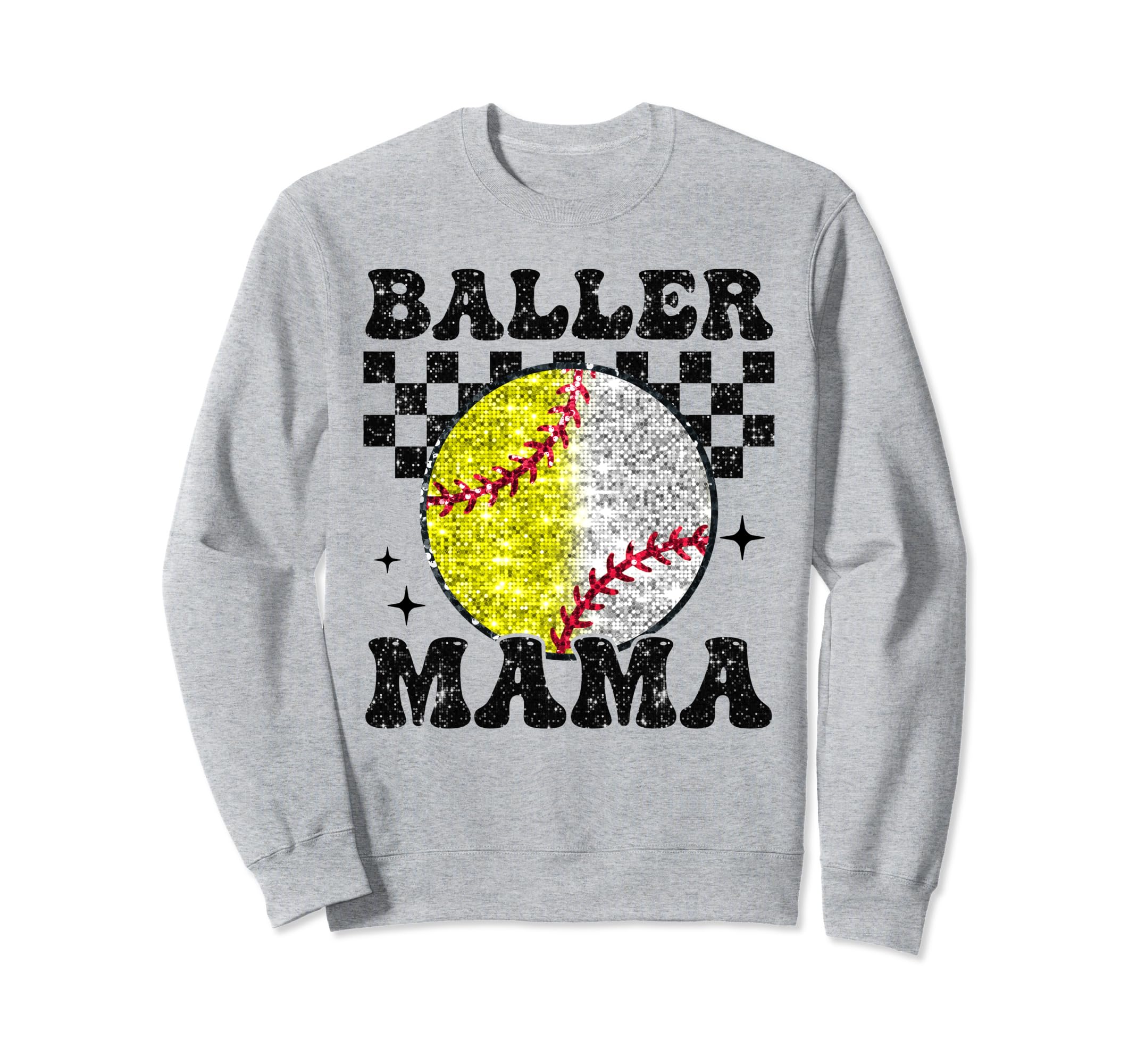 Baller Mama Checkered Proud Sweatshirt - Aesthetic Graphic for Adults - T-Shirt, Sweatshirt, Hoodie