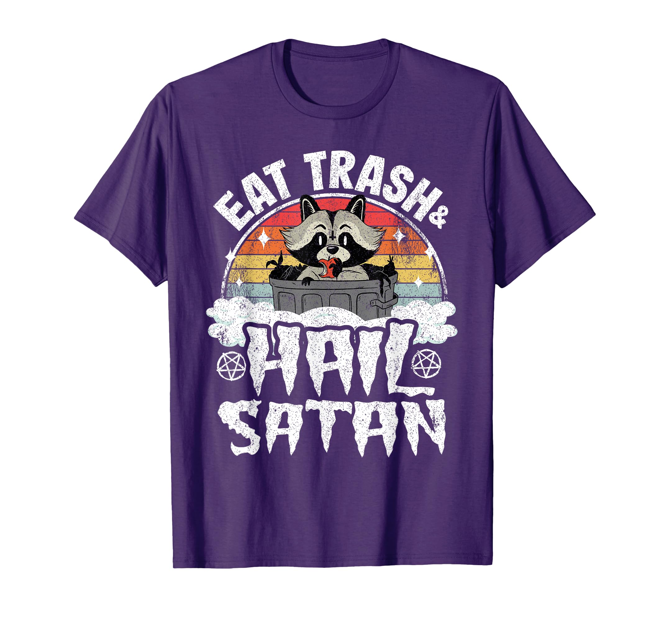 Eat Trash Hail Satan Raccoon Punk T-Shirt - Custom Art Print Men Women - T-Shirt, Sweatshirt, Hoodie