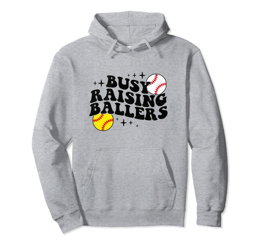 Busy Raising Ballers Softball Hoodie - Custom Art Print for Adults - T-Shirt, Sweatshirt, Hoodie