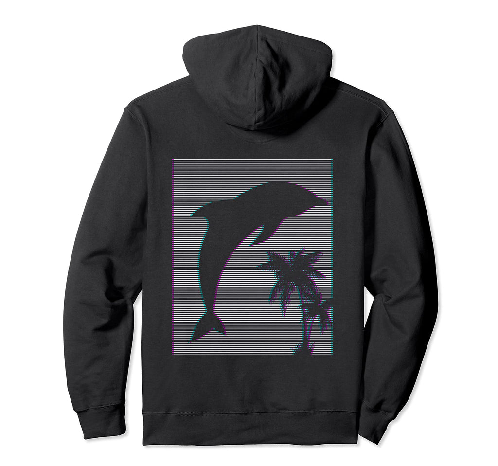 Vaporwave Aesthetic Japanese Dolphin Hoodie - Graphic Print for Adults - T-Shirt, Sweatshirt, Hoodie
