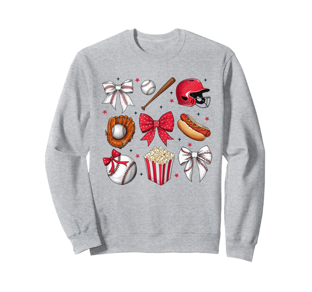 Baseball Coquette Bow Baseball Sweatshirt - Novelty Apparel Men Women - T-Shirt, Sweatshirt, Hoodie