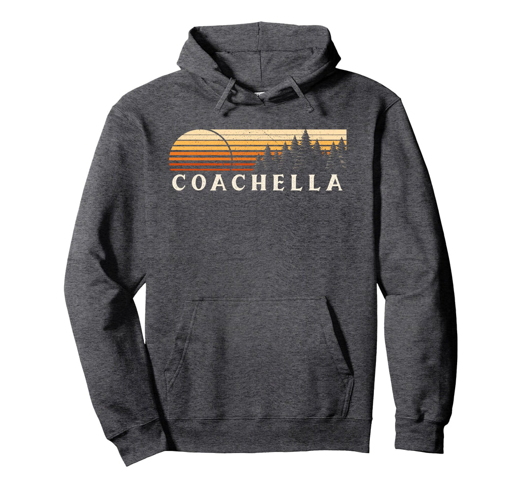Coachella Ca Evergreen Sunset Eighties Hoodie - Minimalist Print for Adults - T-Shirt, Sweatshirt, Hoodie