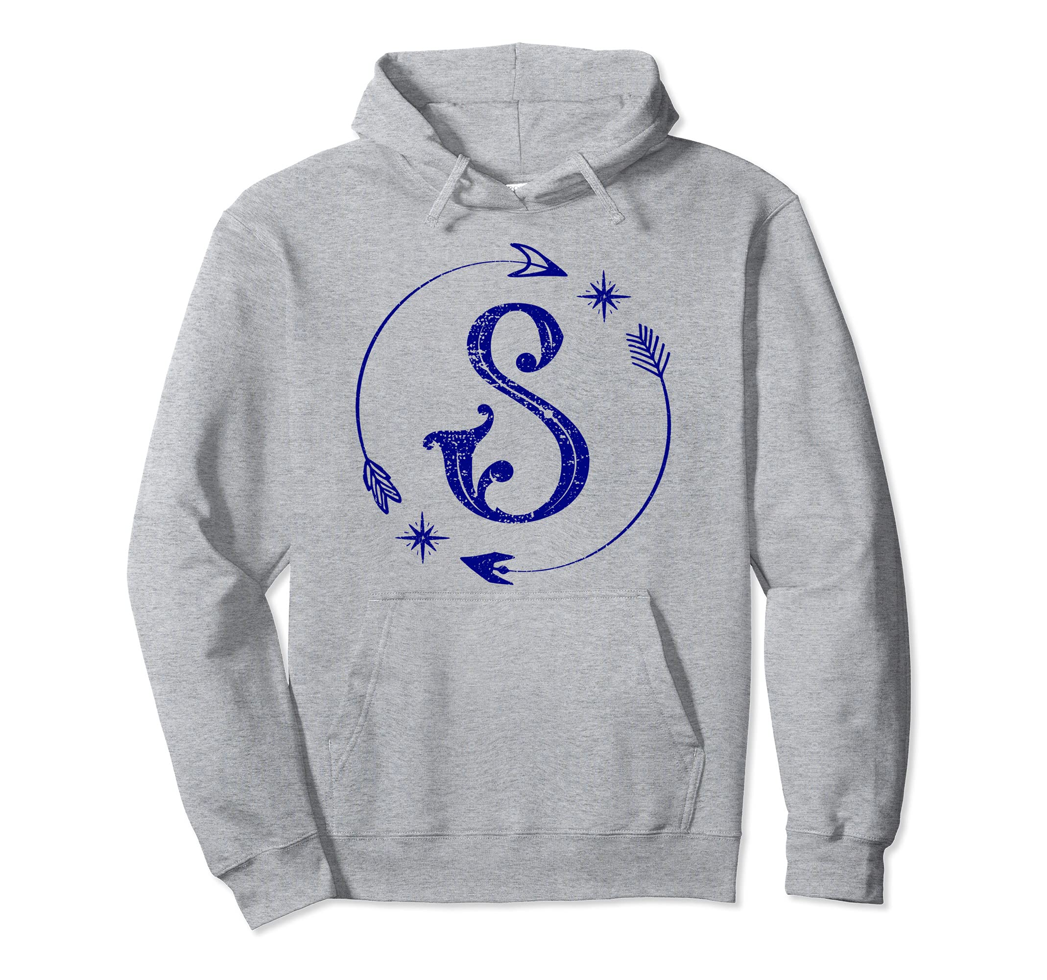 Initial S Monogram Boho Name Letter S Hoodie - Custom Art Print Men Women - T-Shirt, Sweatshirt, Hoodie